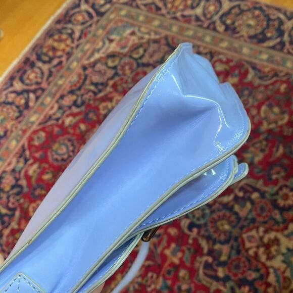 Heys Garden Party Mini Messenger Crossbody Bag Blue Patent Leather - Picture 6 of 14